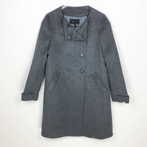 BCBGMAXAZRIA Wool Nylon Bld Grey Trench Coat
